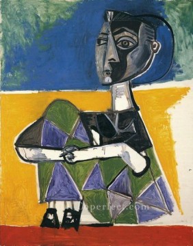 パブロ・ピカソ Painting - ジャクリーンが座る 1954年 パブロ・ピカソ
